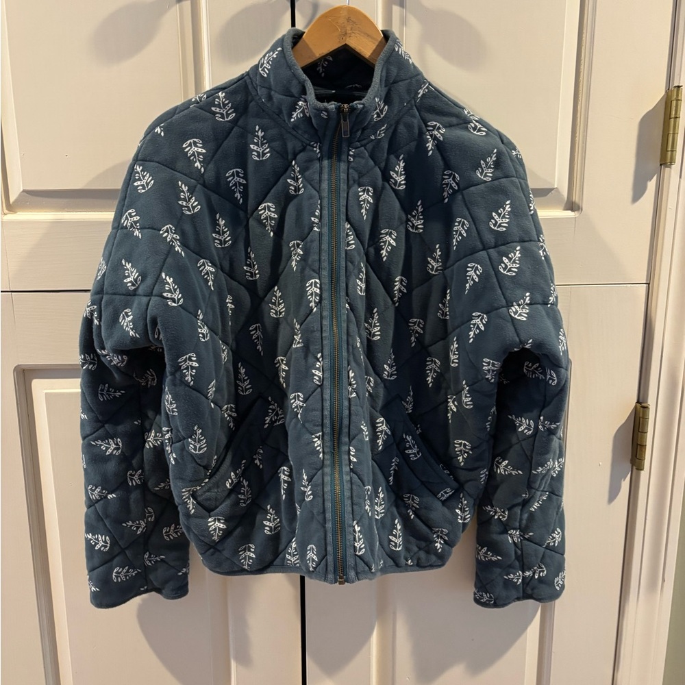 Garnet Hill Evergreen Quilted Jacket in block print